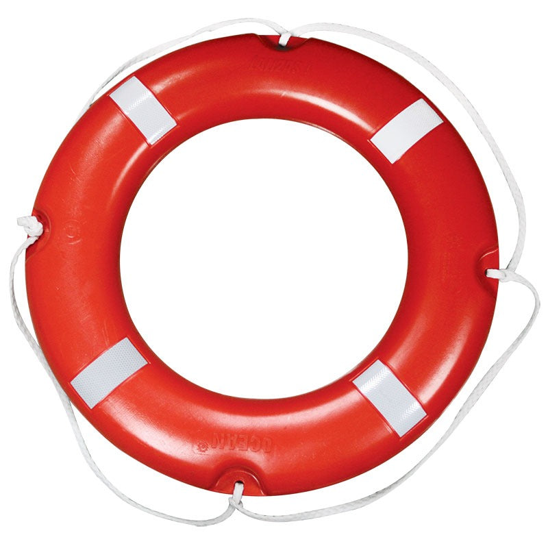 Lalizas SOLAS lifebuoy ring in orange with retroreflective tape and grab line