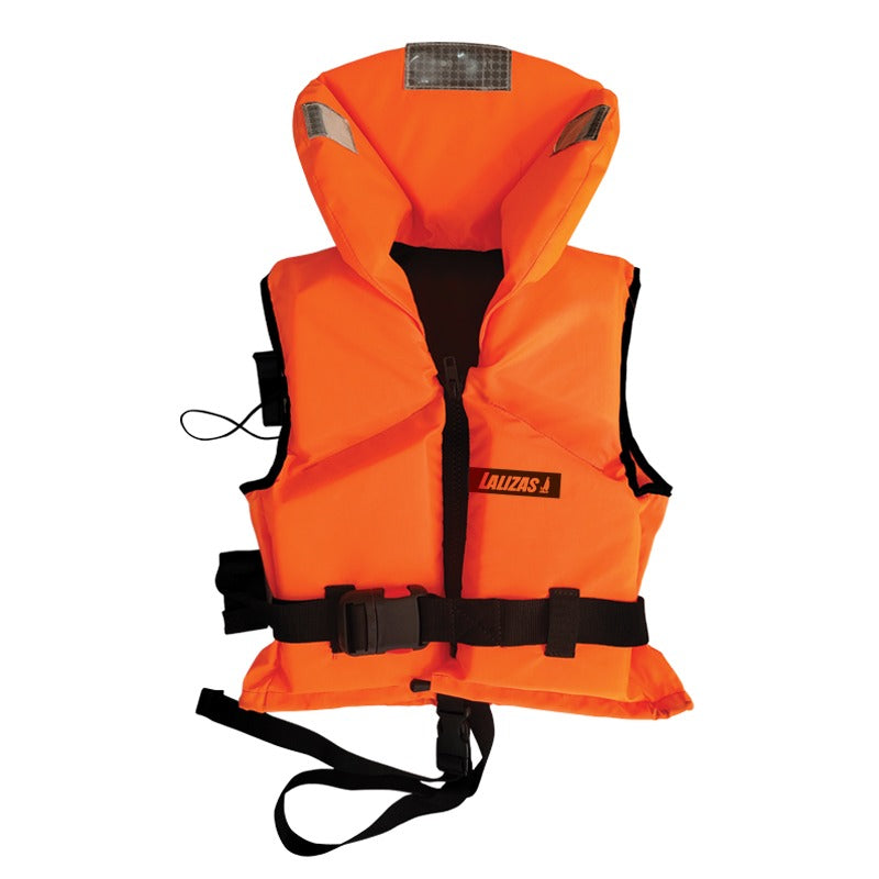 Lalizas Lifejacket 100N in fluo orange with foam head collar, waist strap and crotch strap