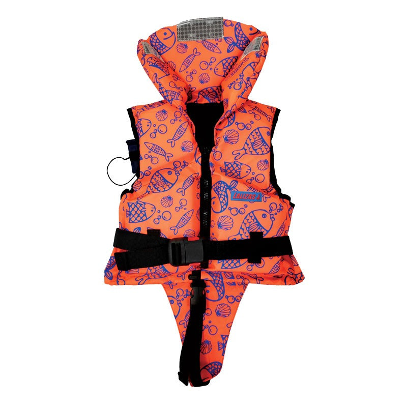 Lalizas Lifejacket 100N in fluo orange with foam head collar, waist strap and crotch strap
