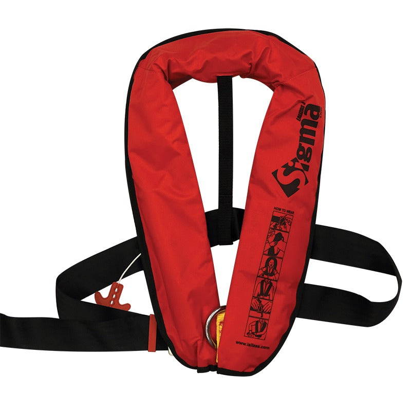 Lalizas Sigma 170N automatic inflatable lifejacket in red with harness waist belt