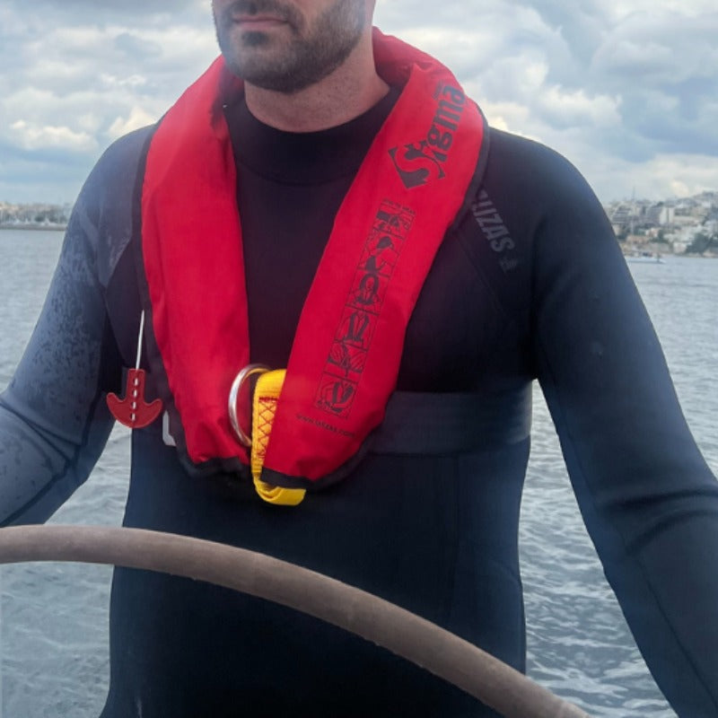 Lalizas Sigma 170N automatic inflatable lifejacket in red with harness waist belt