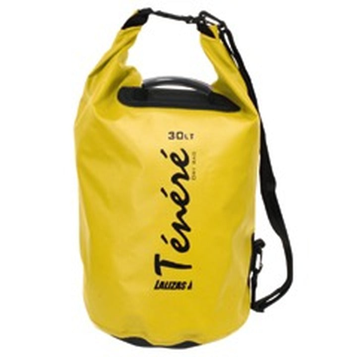 Lalizas Tenere dry bags in sand, yellow and red with shoulder straps