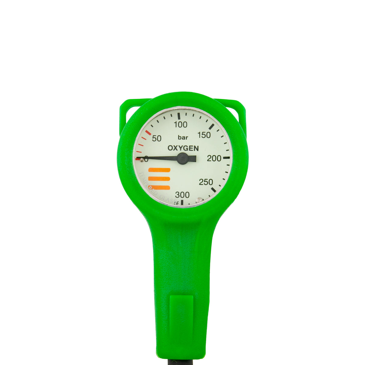 Tecline O2 SPG in a green rubber cover on a short HP hose