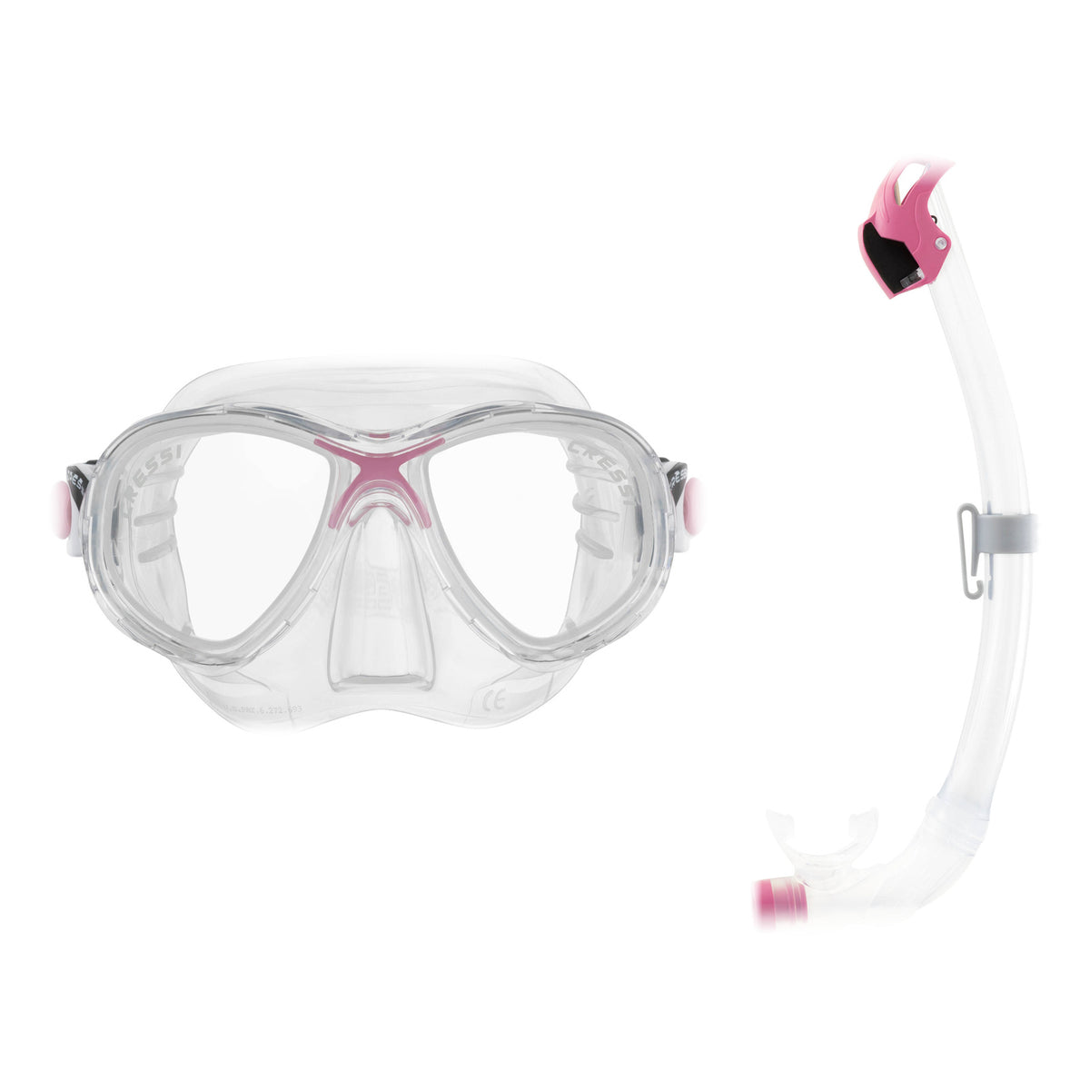 Cressi Marea Junior mask in clear with blue and Seal Dry snorkel in clear with azure