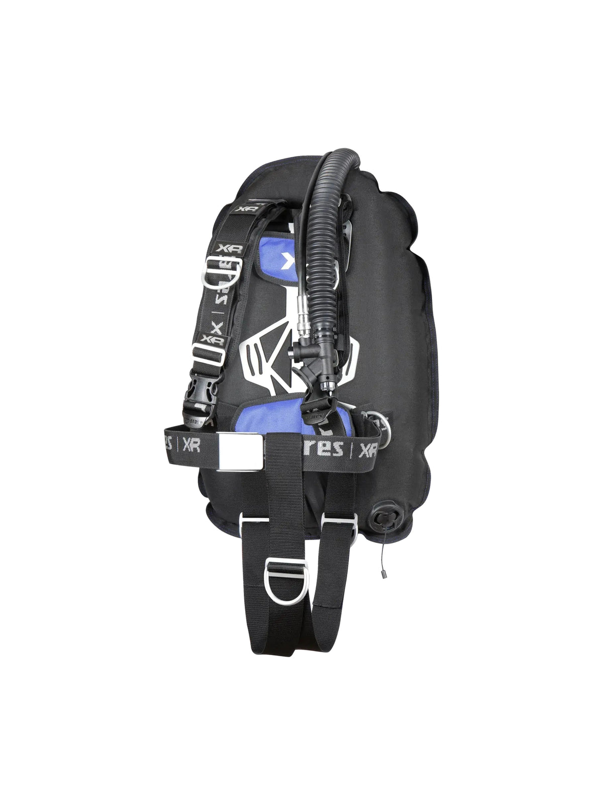 Mares XR-Rec Trim single backmount set in black: bladder, harness and inflator hose