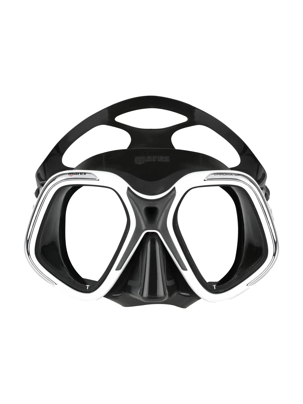 Mares Chroma Up dive mask in black and white, three-quarter front view