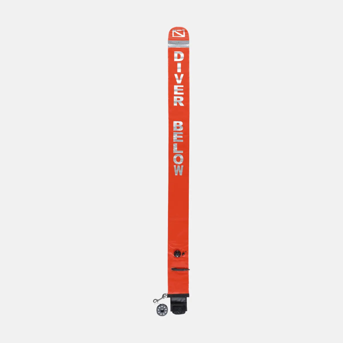 Mares Diver Marker Buoy All In One, orange "Diver Below" buoy deployed
