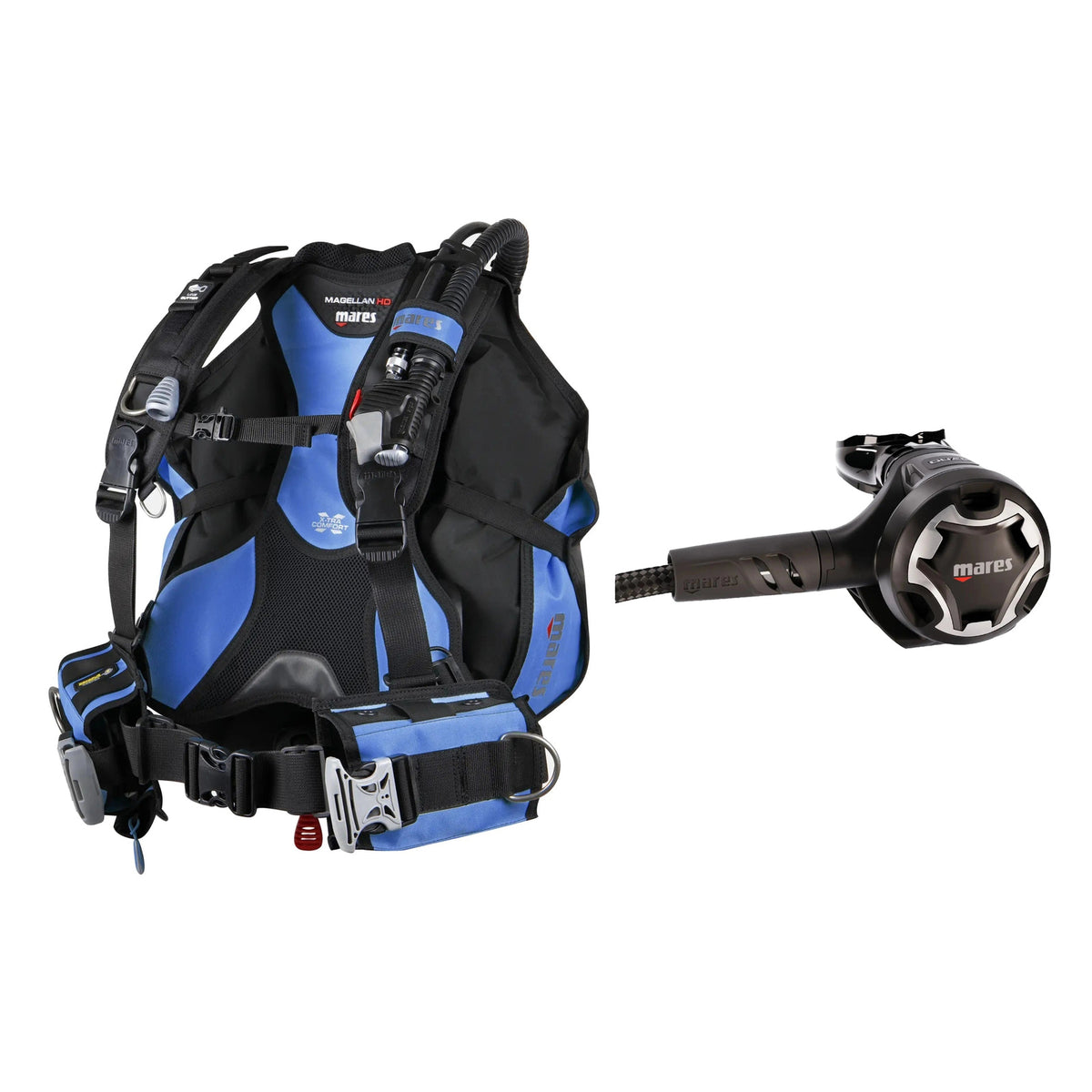 Mares Magellan HD BCD in black and Dual 15X regulator in black