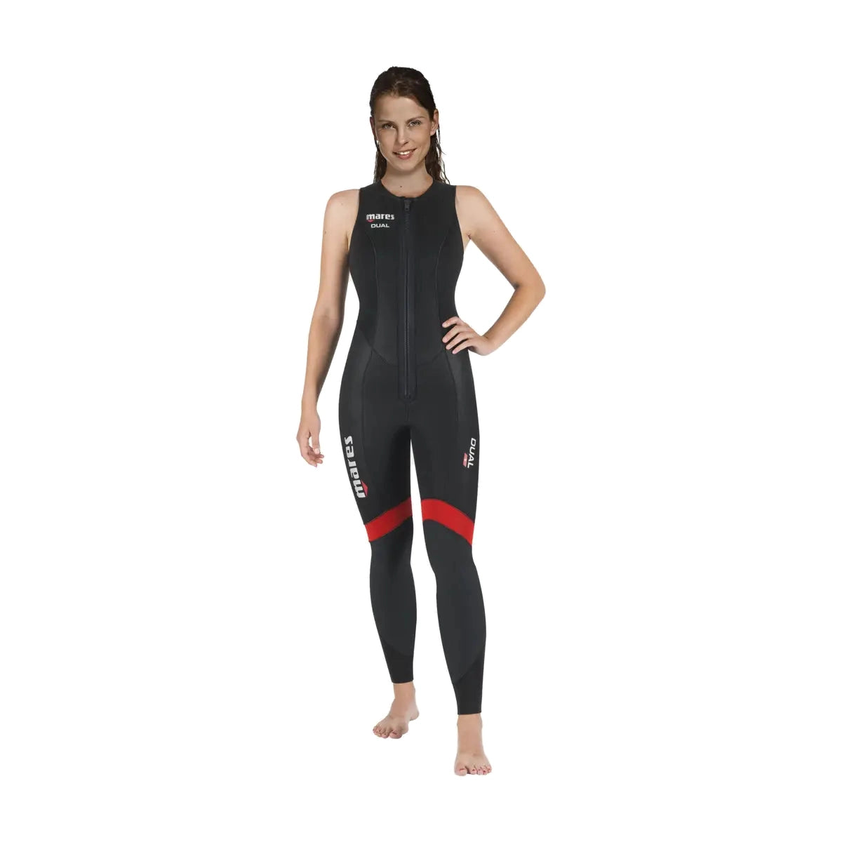 Mares Dual 5mm She Dives long john in black with red bands