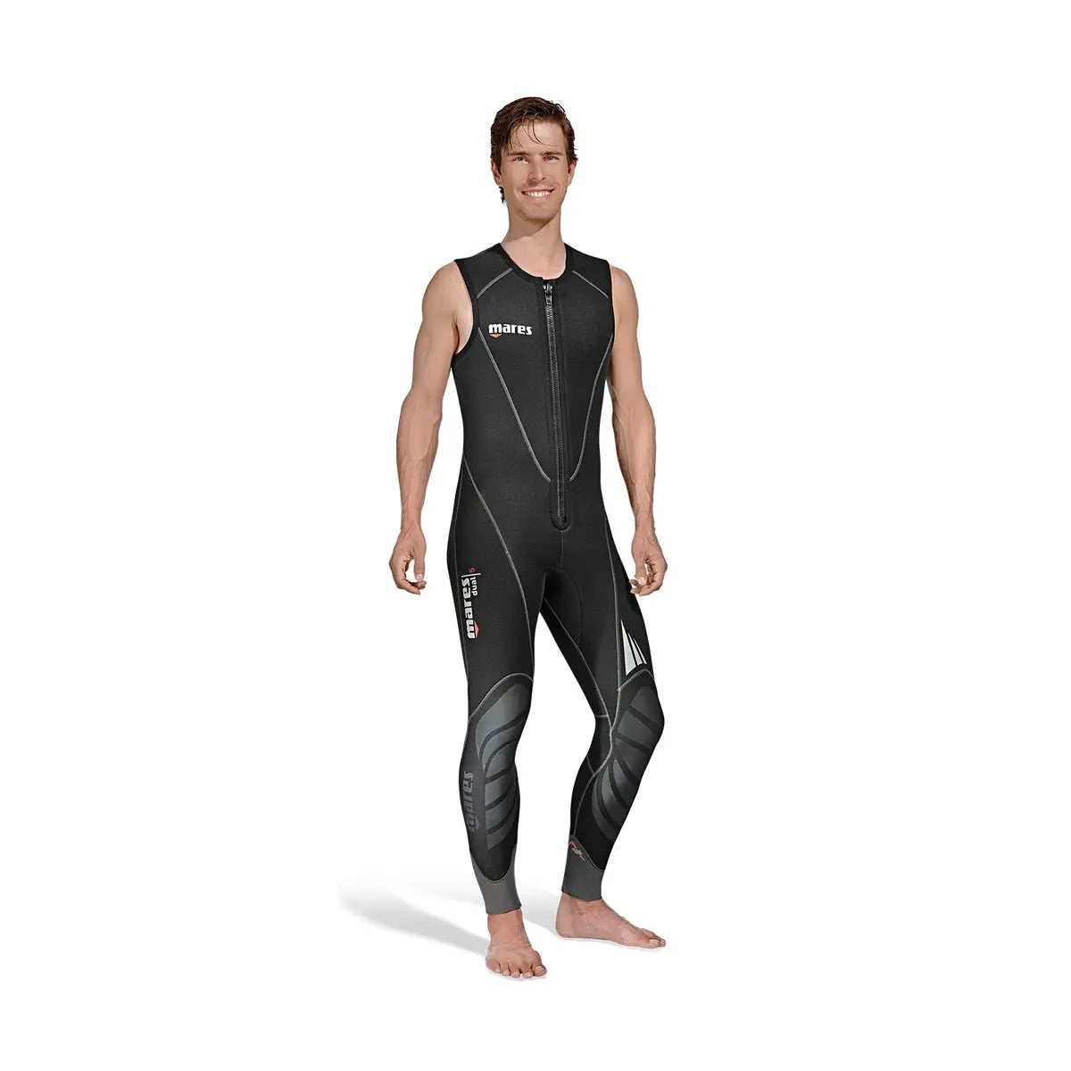 Mares Dual 5mm men's long john in black with silver graphics