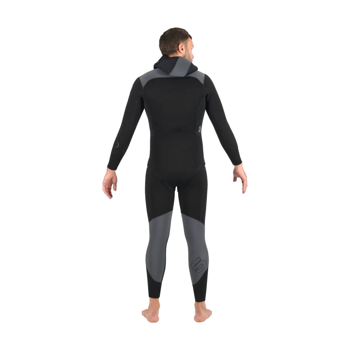 Mares Dual 5mm men's two-piece wetsuit in black and grey, hooded jacket front view
