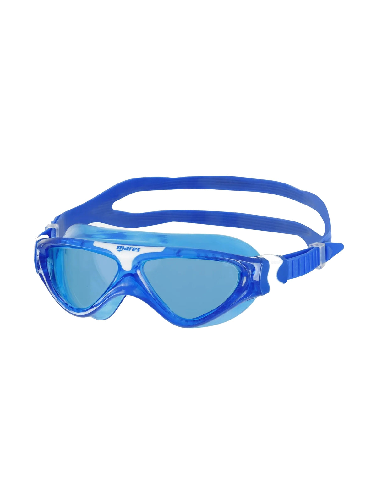Mares Gamma Junior swim mask, blue frame with blue tinted lens, front view