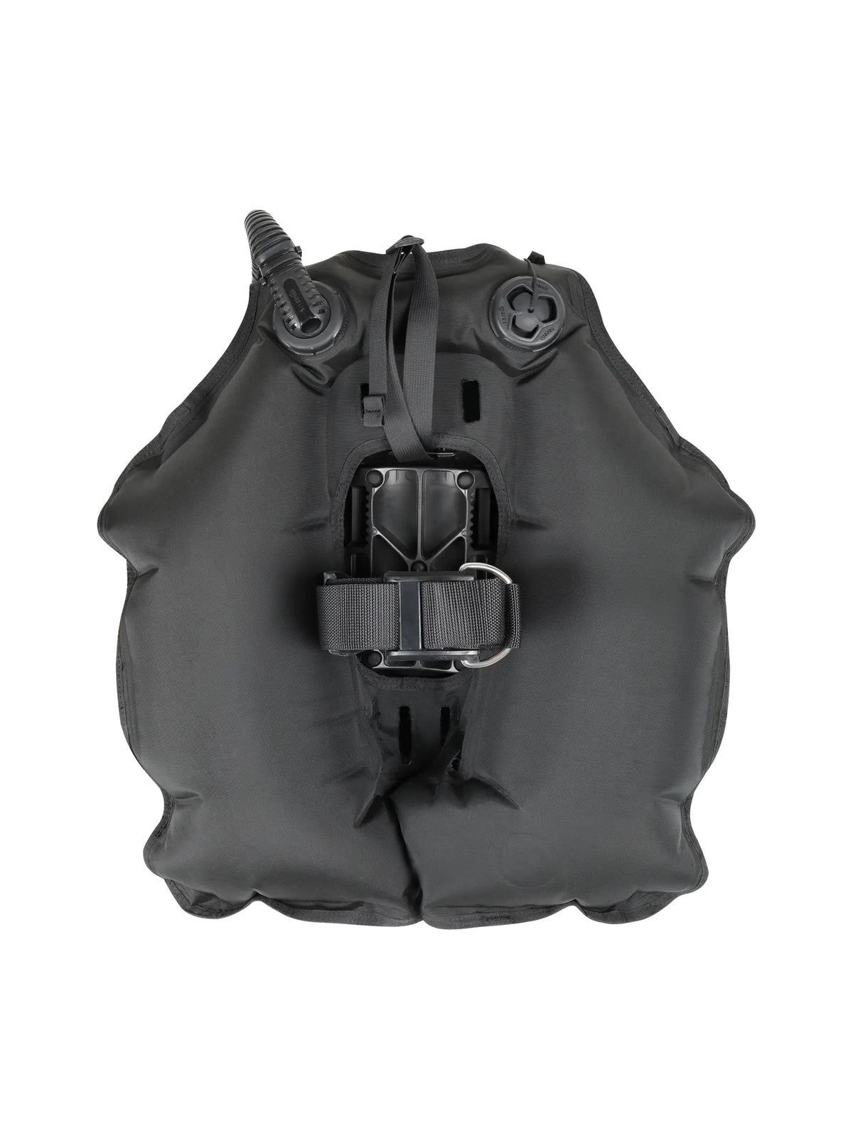 Mares Magellan HD back-inflation BCD in all black, front three-quarter view