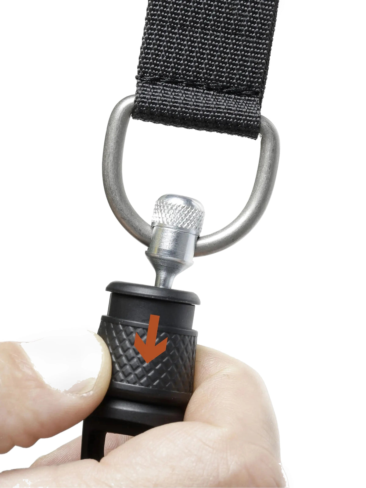 Mares magnetic connector in black with knurled grip and threaded stainless pin