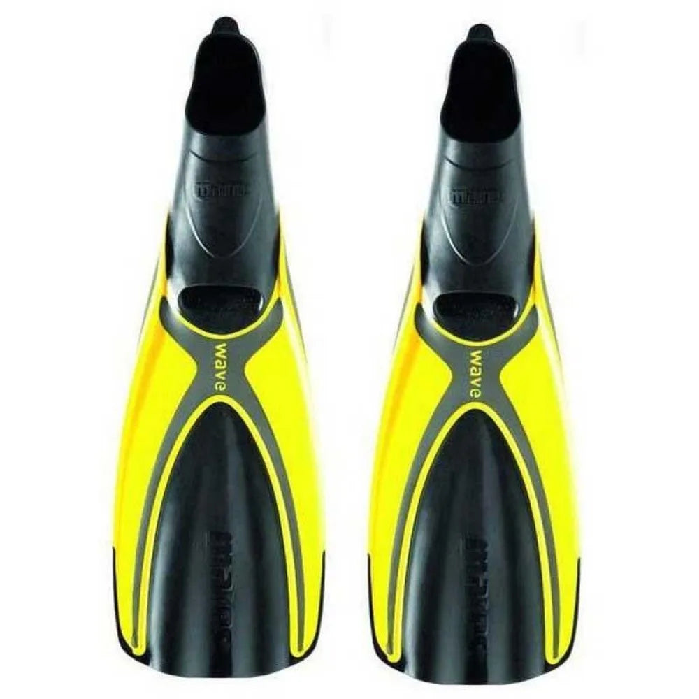 Mares Wave FF full foot fins pair in yellow, top view