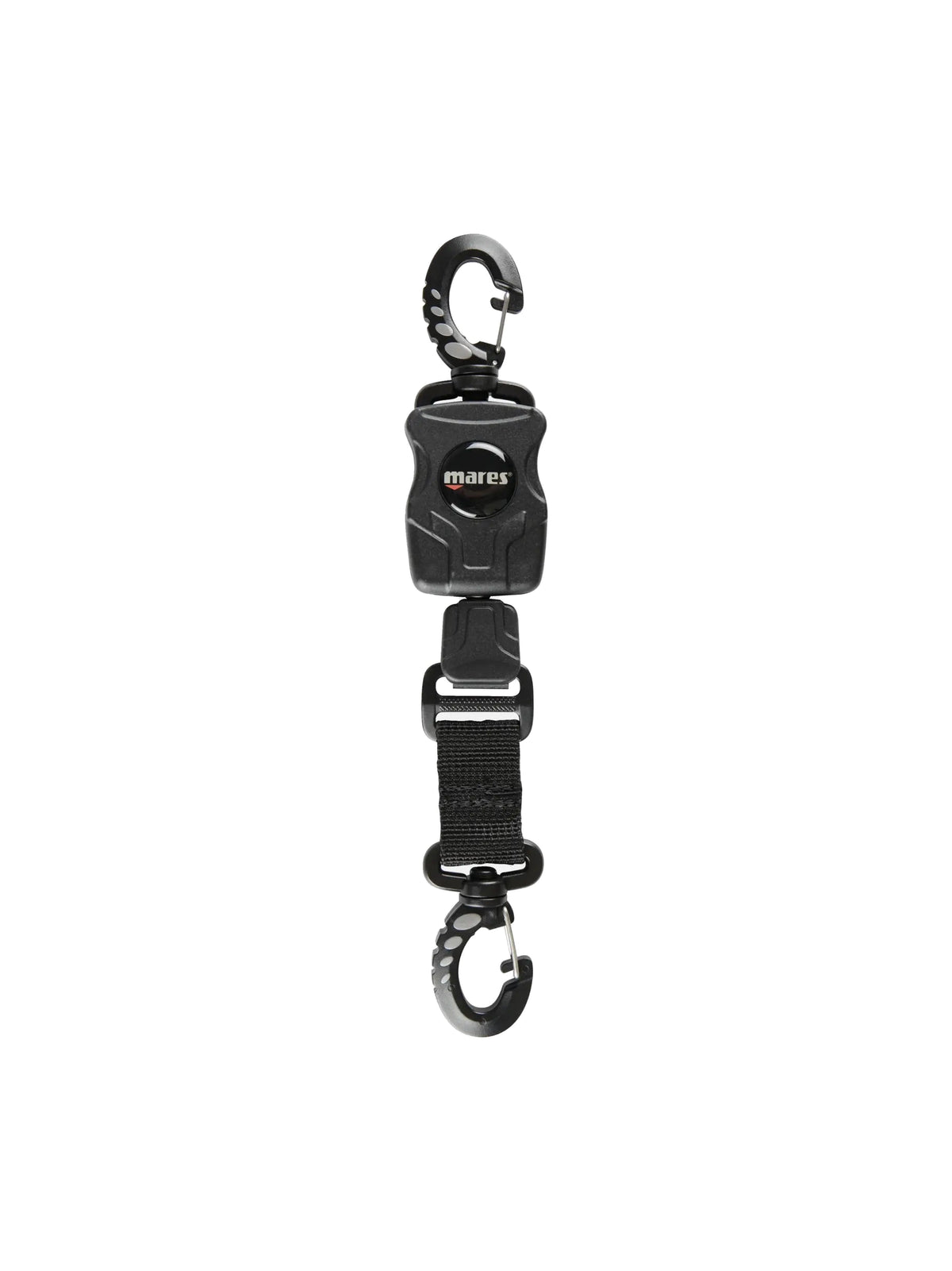Mares standard retractor with round housing, stainless cable and hooks at both ends