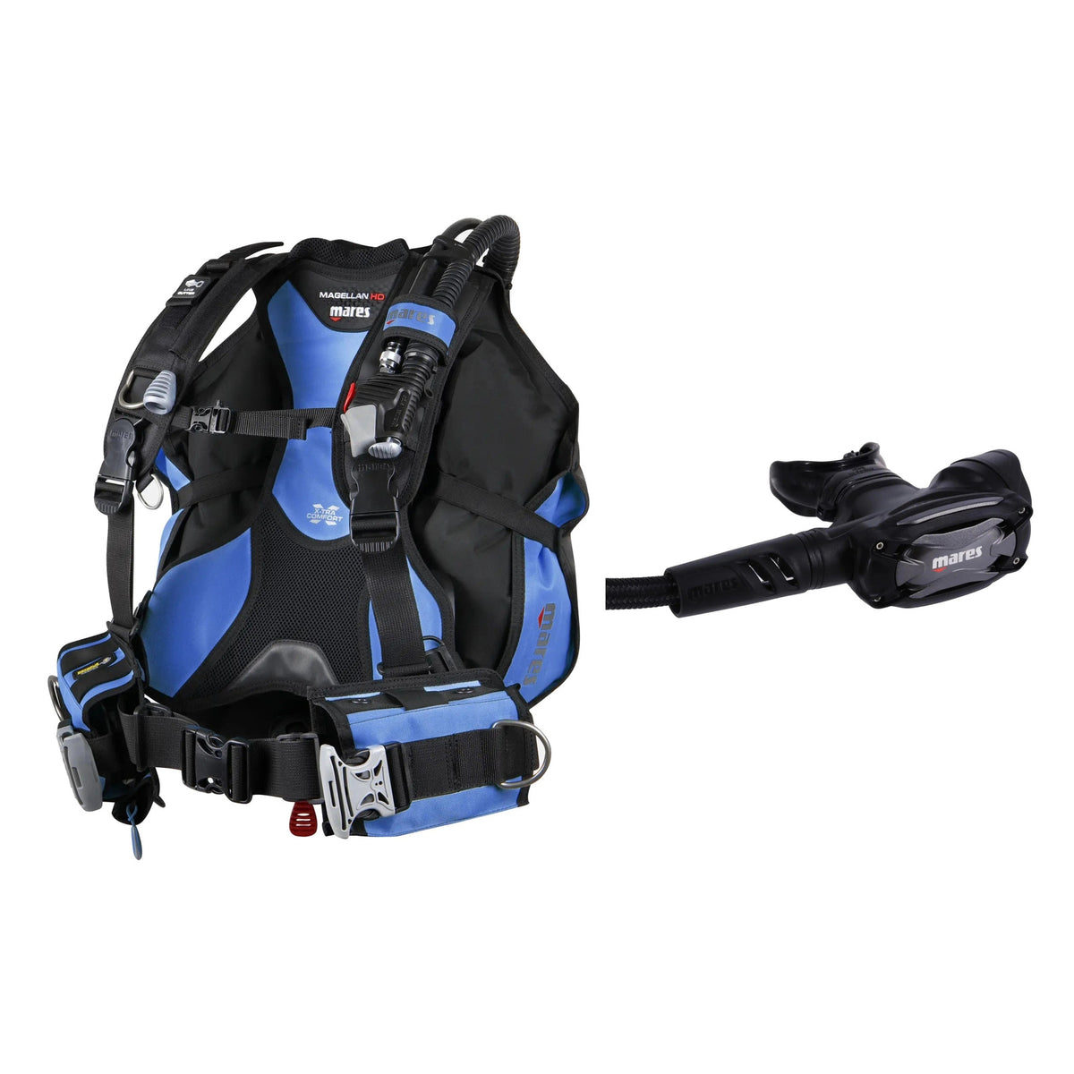 Mares Magellan HD BCD in black and SXS 62X regulator in black