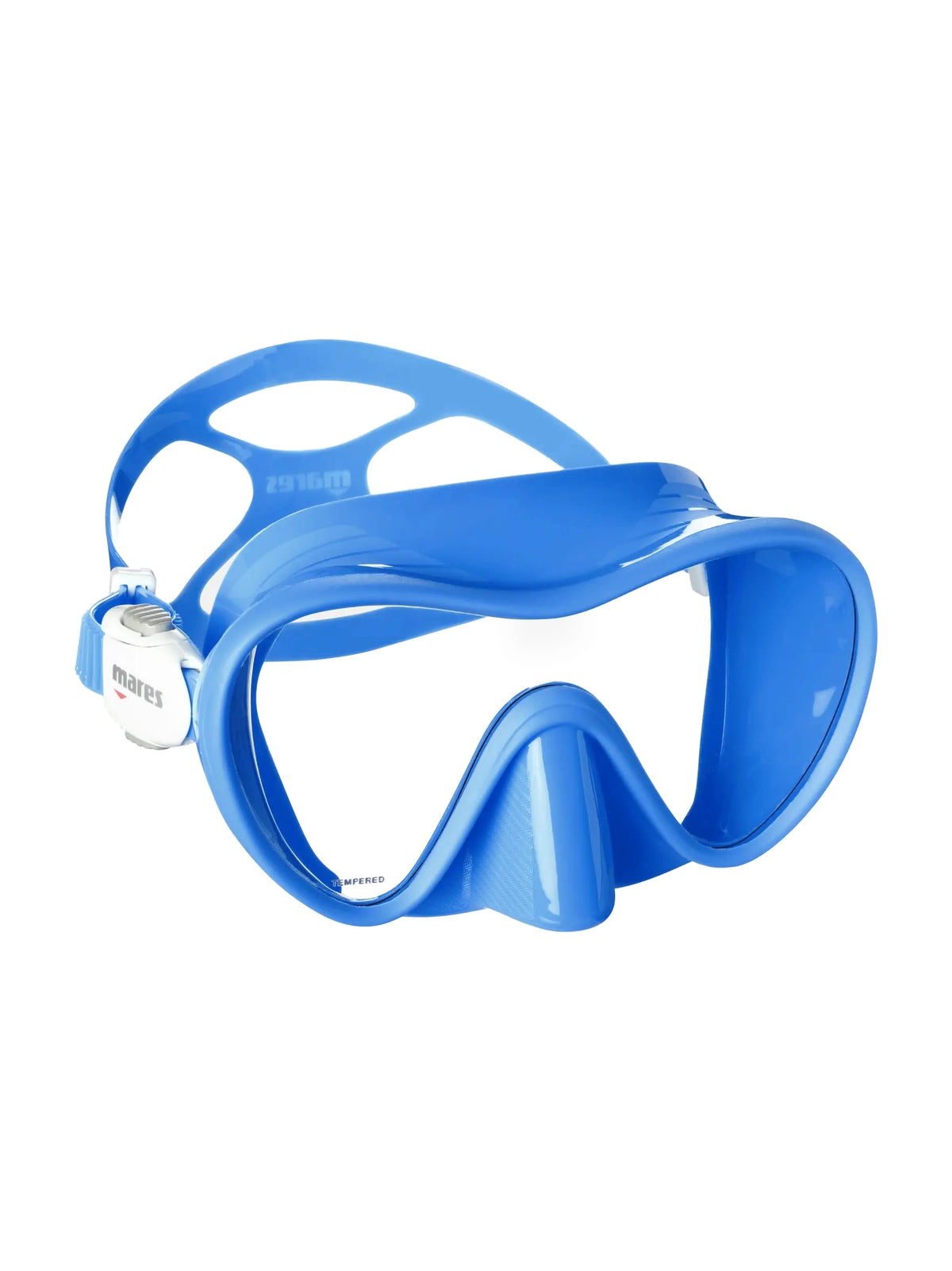 Mares Tropical frameless mask in aqua, three-quarter front view