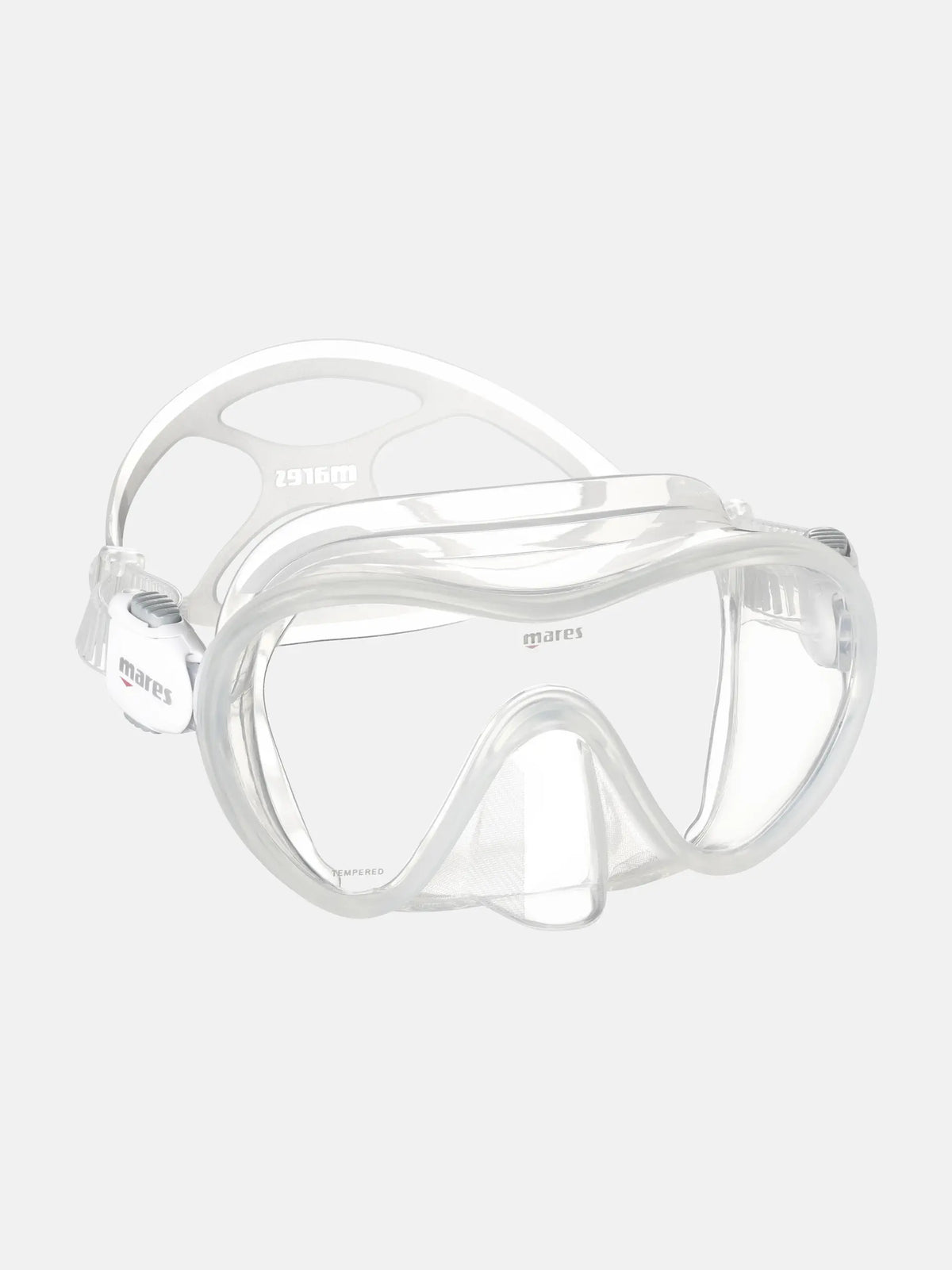 Mares Tropical frameless mask in aqua, three-quarter front view