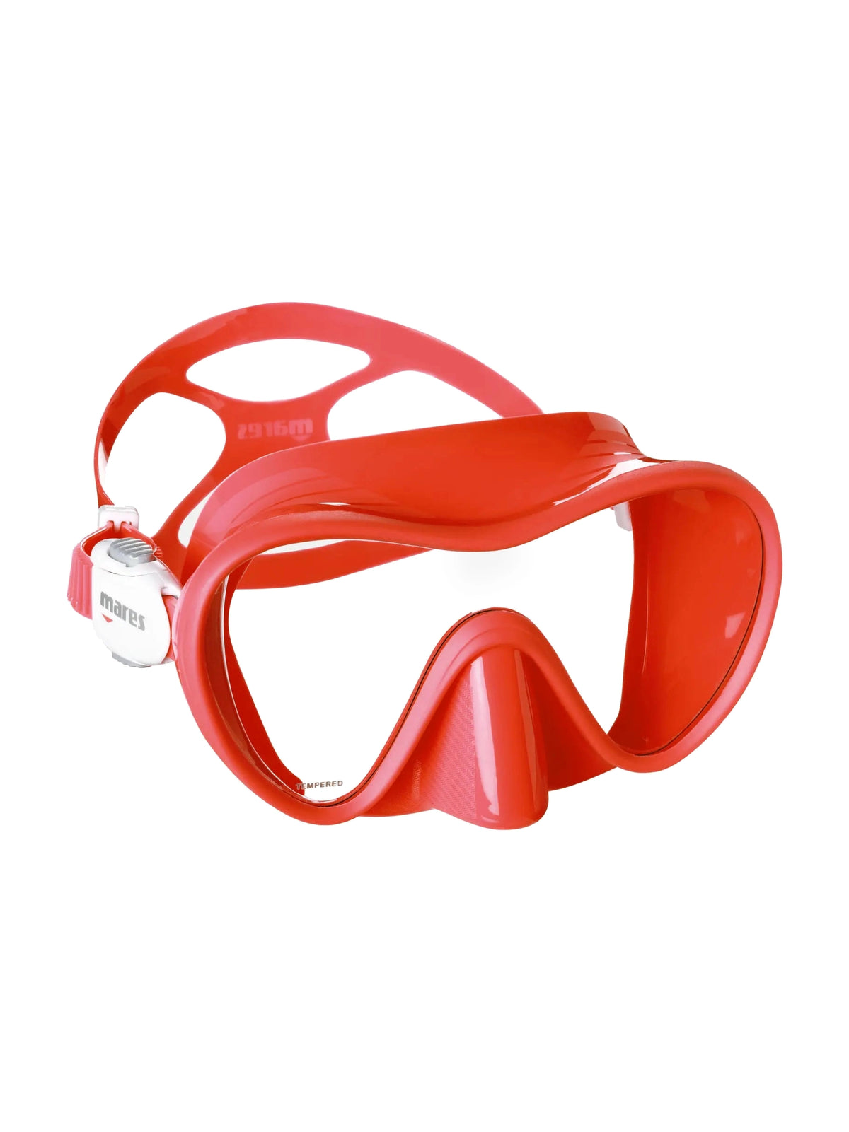 Mares Tropical frameless mask in red, three-quarter front view