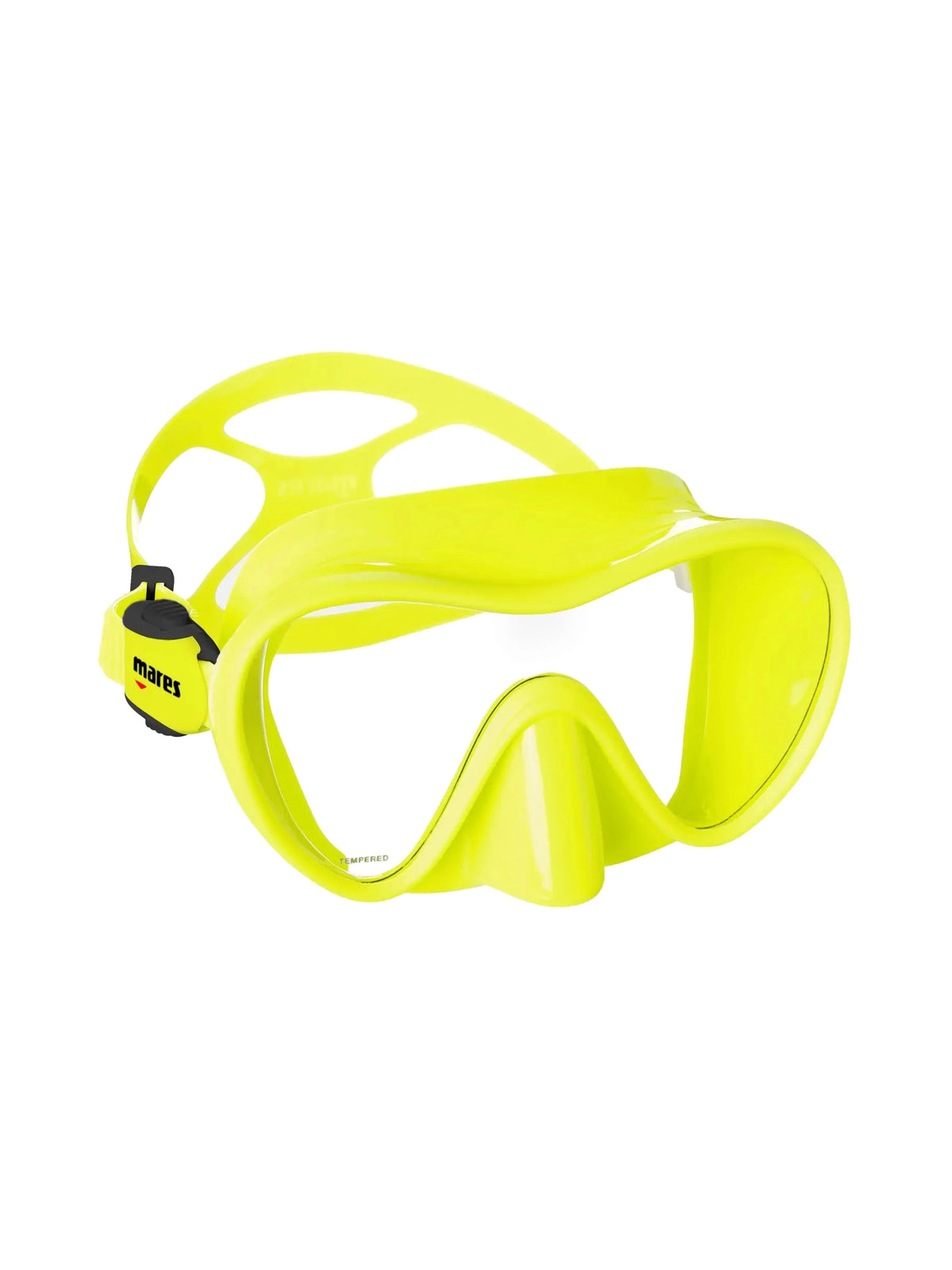 Mares Tropical frameless mask in yellow, three-quarter front view