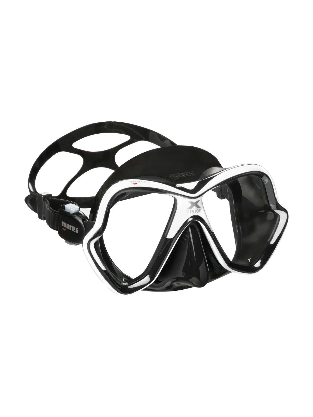 Mares X-Vision dive mask in black, three-quarter front view