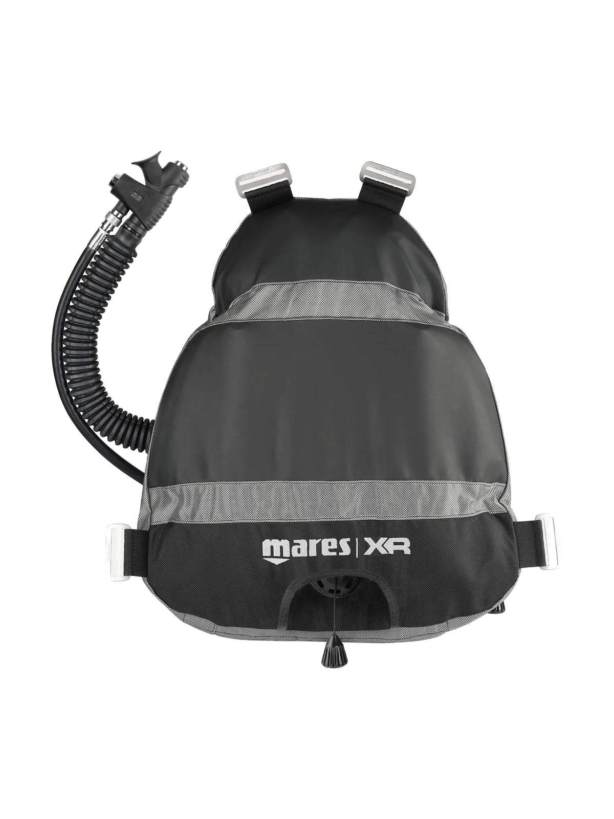 Mares XR sidemount Pure Light bladder from behind with its corrugated hoses