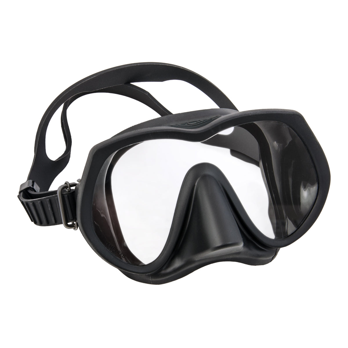 Tecline Frameless Super View Military Line mask in all black with low-visibility markings
