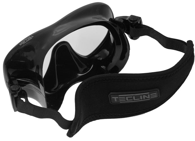 Tecline Frameless View mask from behind, showing the neoprene strap and swivel buckles