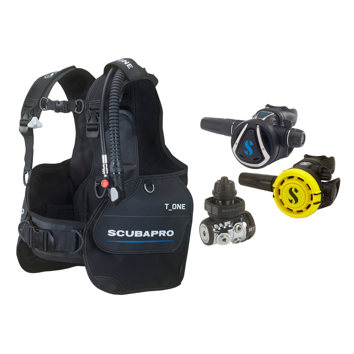 SCUBAPRO MK11 EVO / C370 regulator set with R105 octopus and T-One BCD