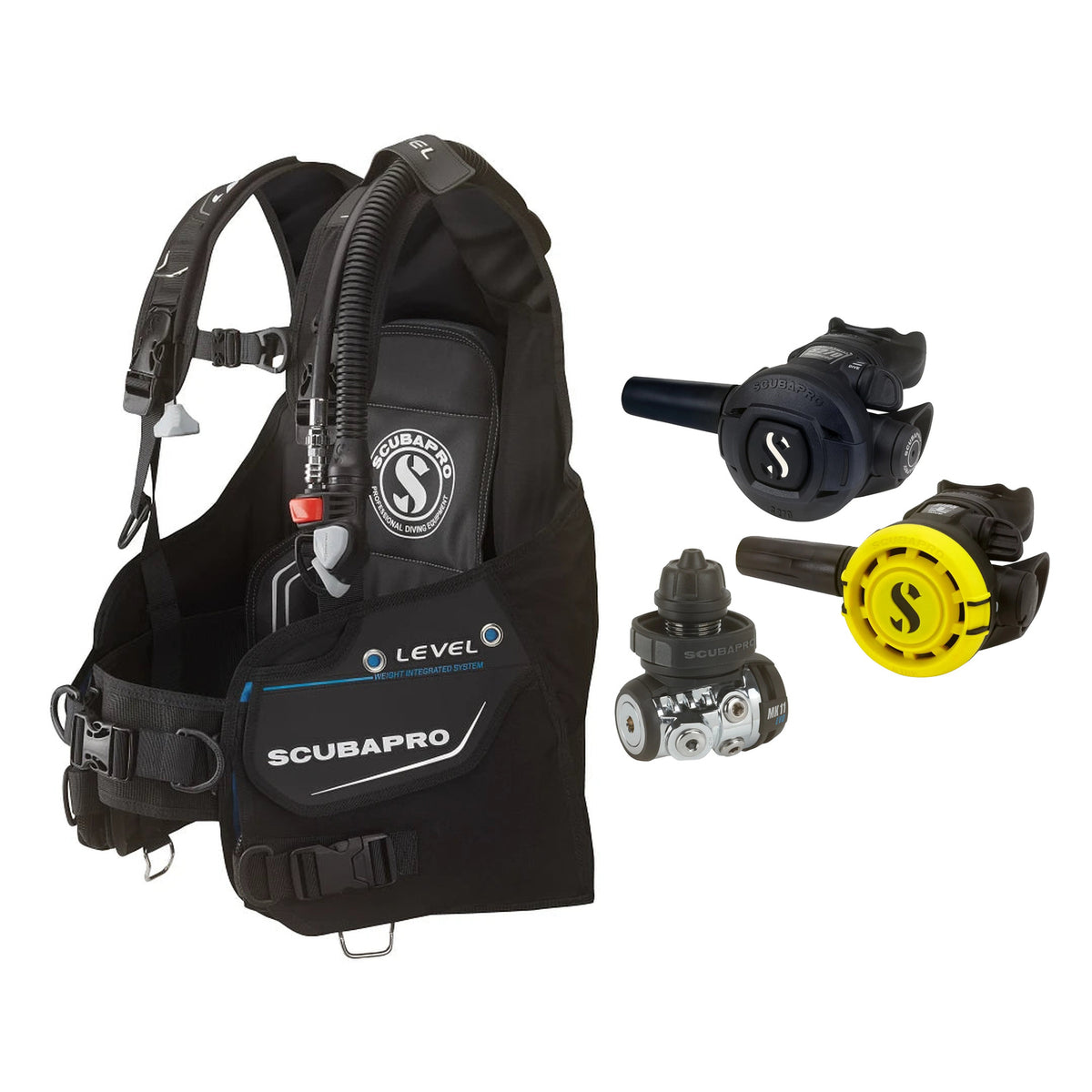 SCUBAPRO MK11 EVO / S270 regulator set with R105 octopus and Level BCD