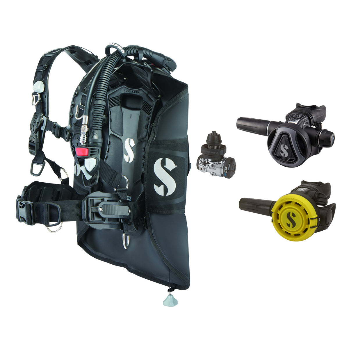 SCUBAPRO MK17 EVO2 / C370 Graphite regulator set with R105 octopus and Hydros Pro 2 BCD