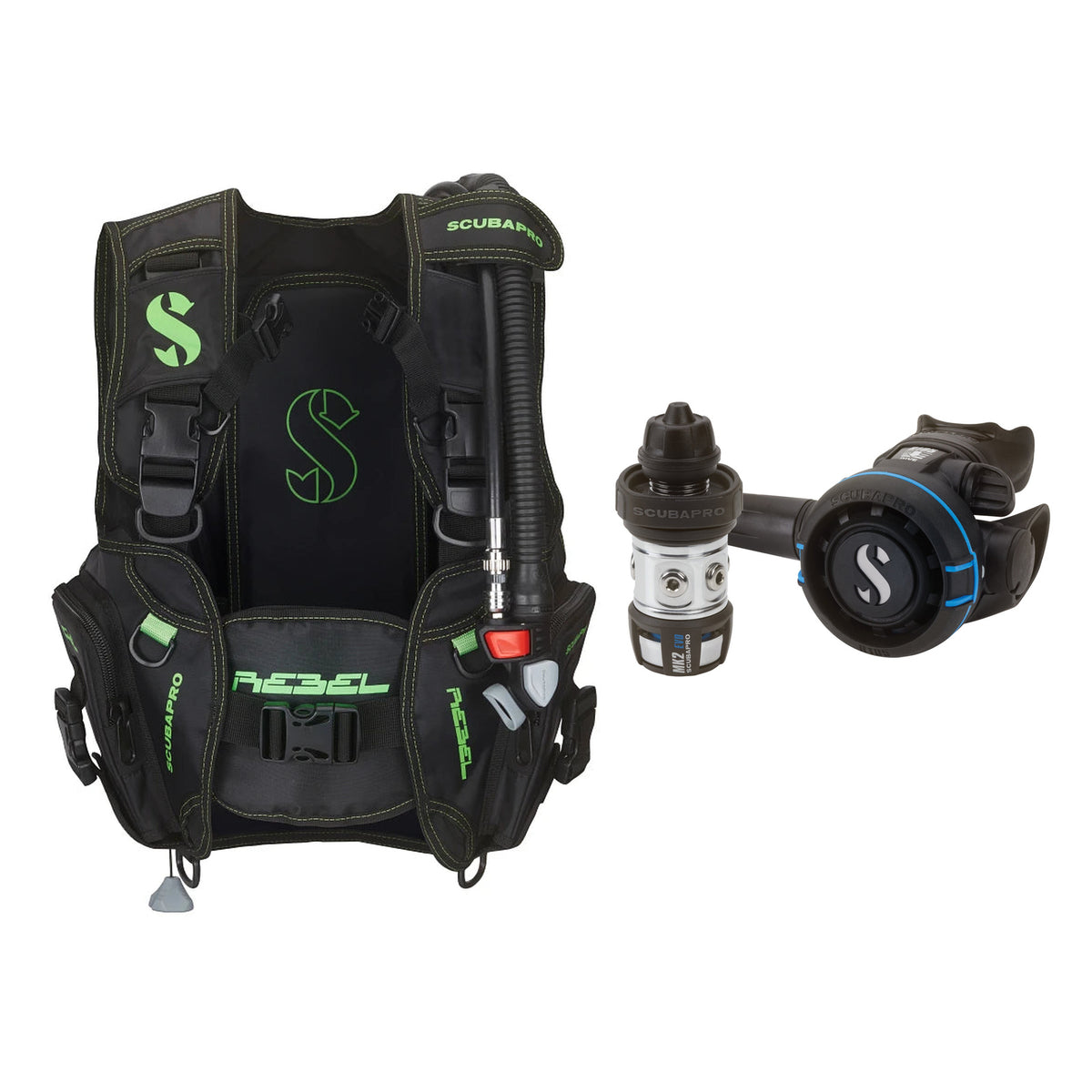 SCUBAPRO MK2 EVO / R105 regulator set with R105 octopus and Rebel V2 BCD