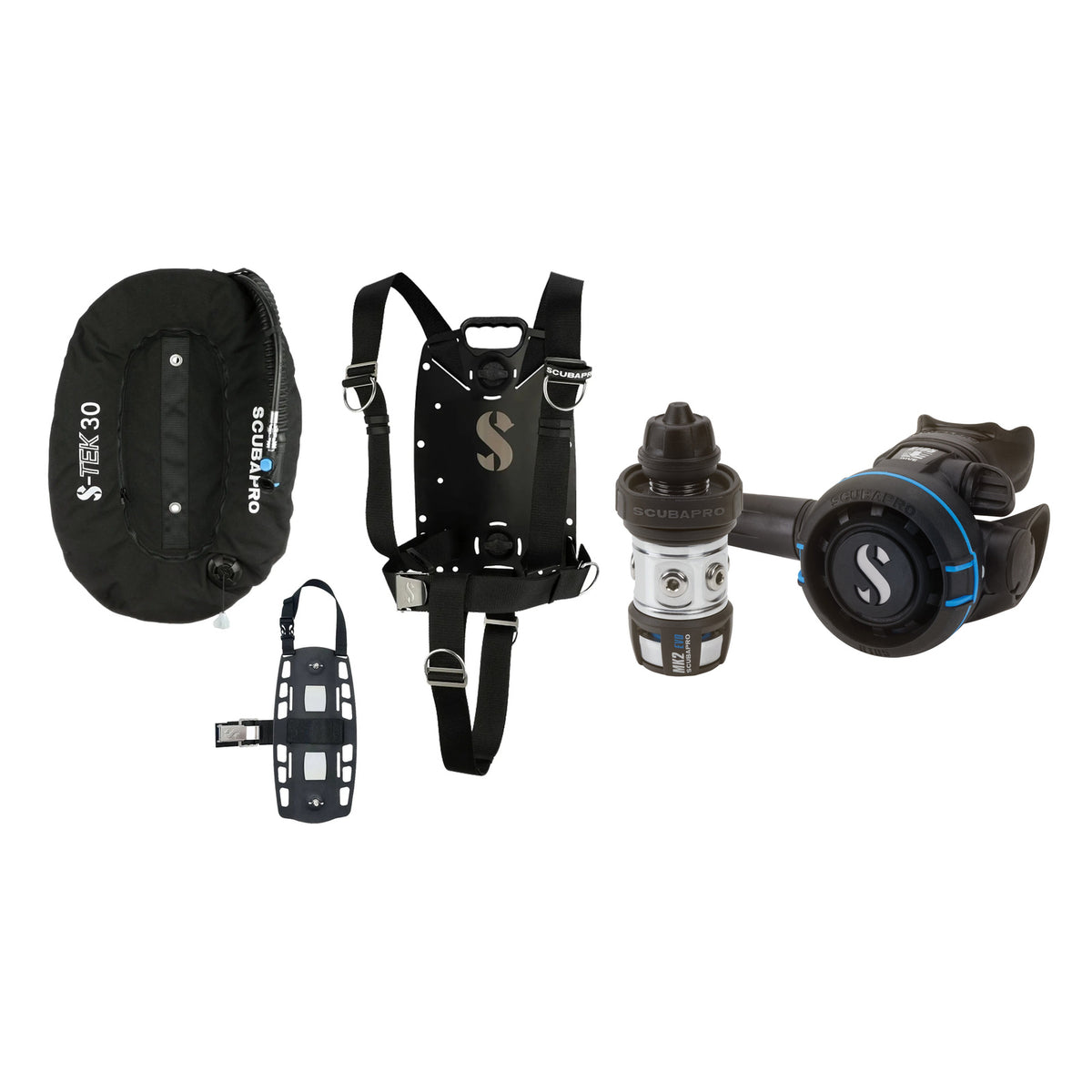 SCUBAPRO MK2 EVO / R105 regulator set with R105 octopus and S-TEK Pure BCD (aluminium)