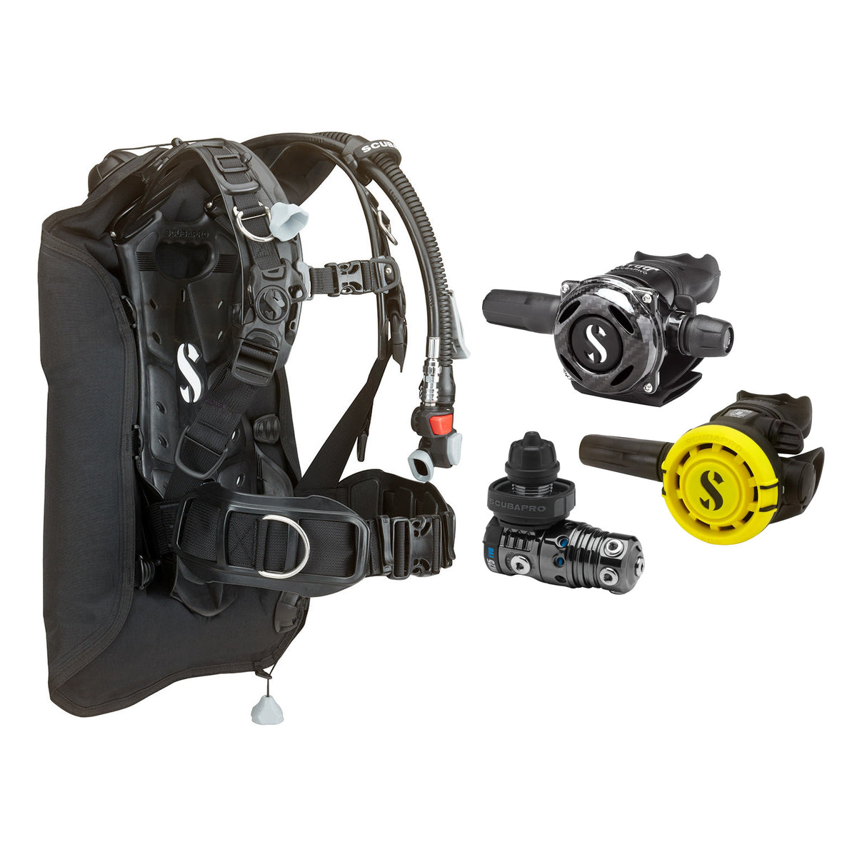 SCUBAPRO MK25 EVO / A700 Carbon BT regulator set with R105 octopus and Hydros Core BCD
