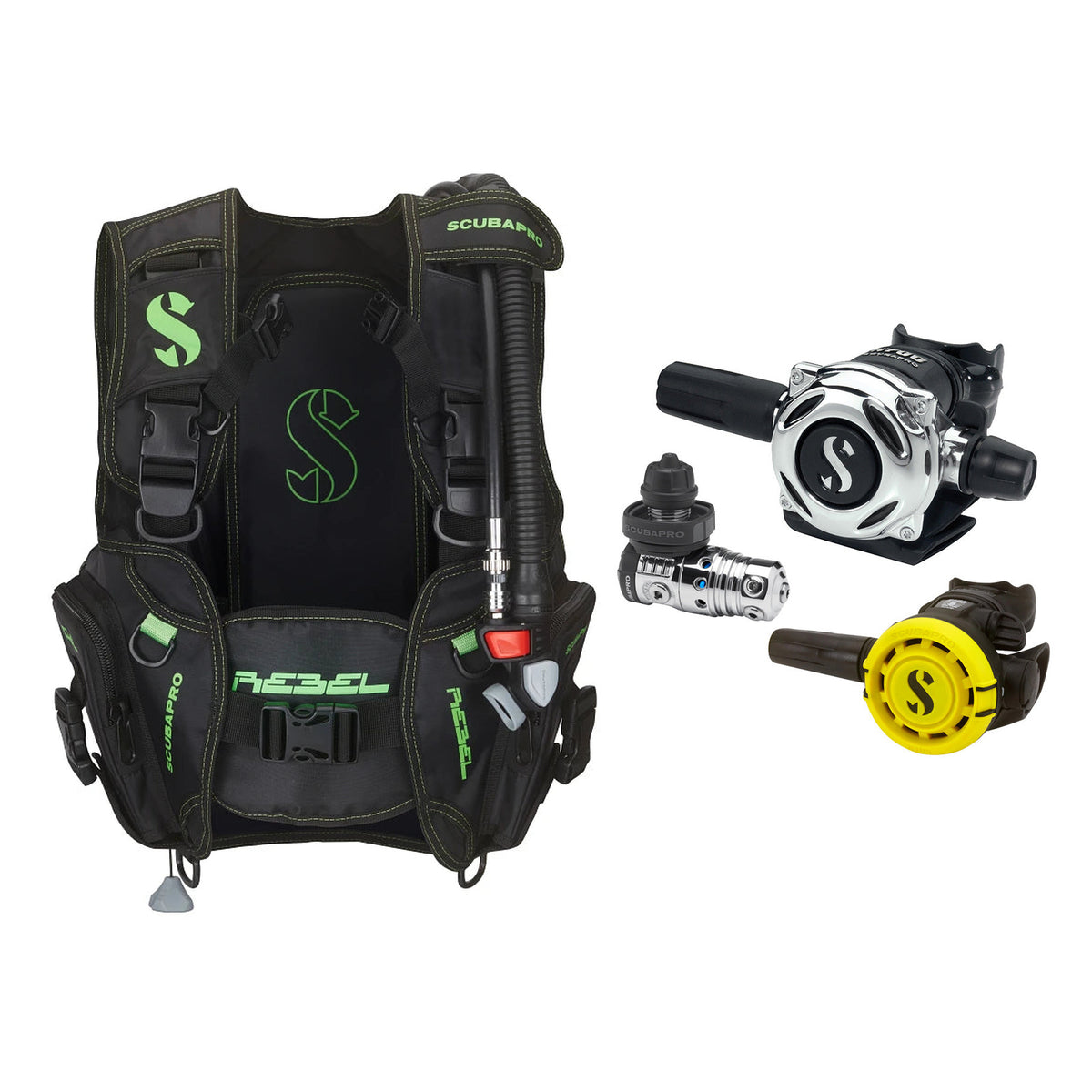 SCUBAPRO MK25 EVO / A700 regulator set with R105 octopus and Rebel V2 BCD