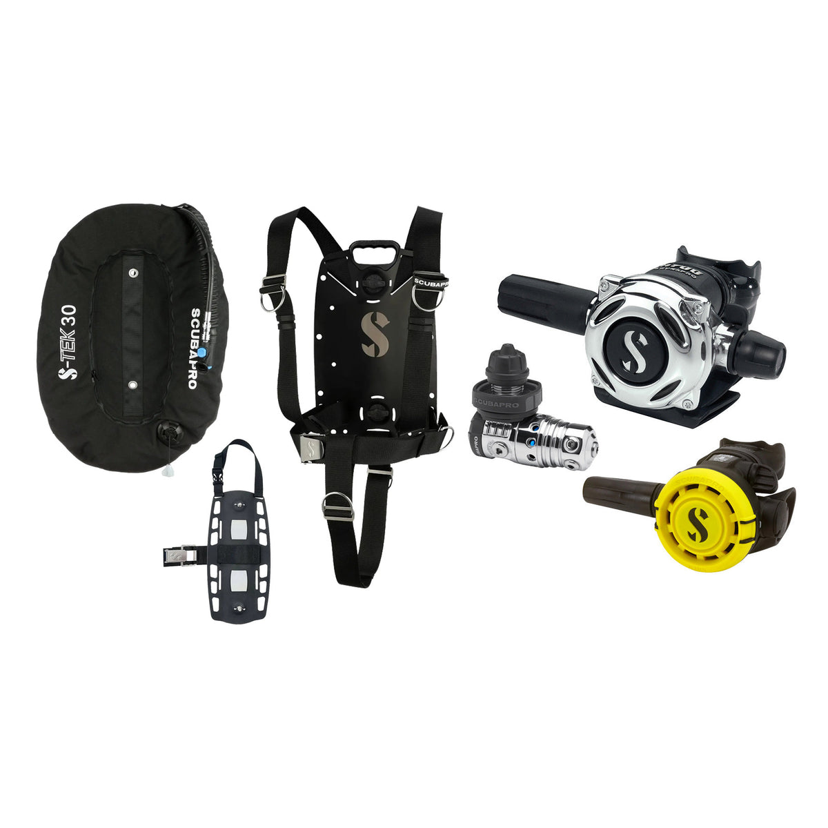 SCUBAPRO MK25 EVO / A700 regulator set with R105 octopus and S-TEK Pure BCD (stainless steel)