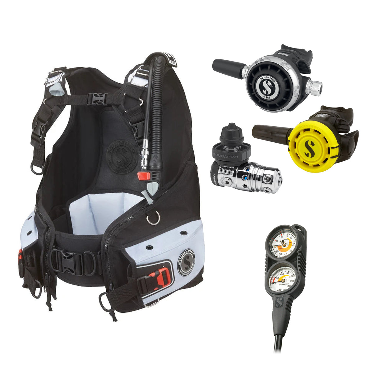 SCUBAPRO MK25 EVO / G260 regulator set with R105 octopus and Bella BCD