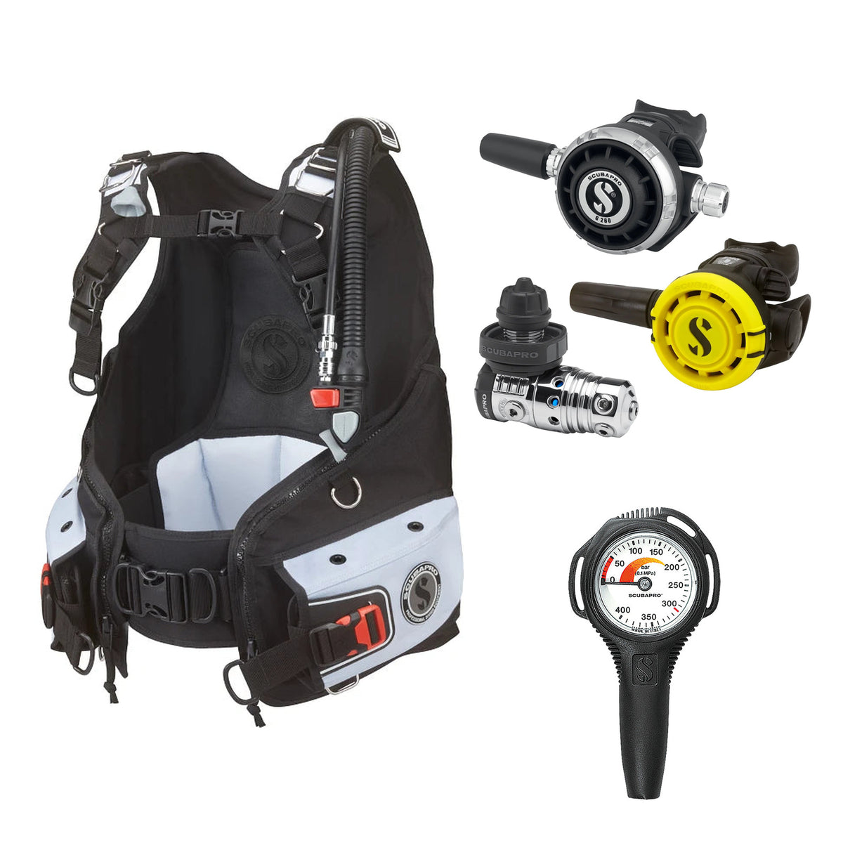 SCUBAPRO MK25 EVO / G260 regulator set with R105 octopus and Bella BCD