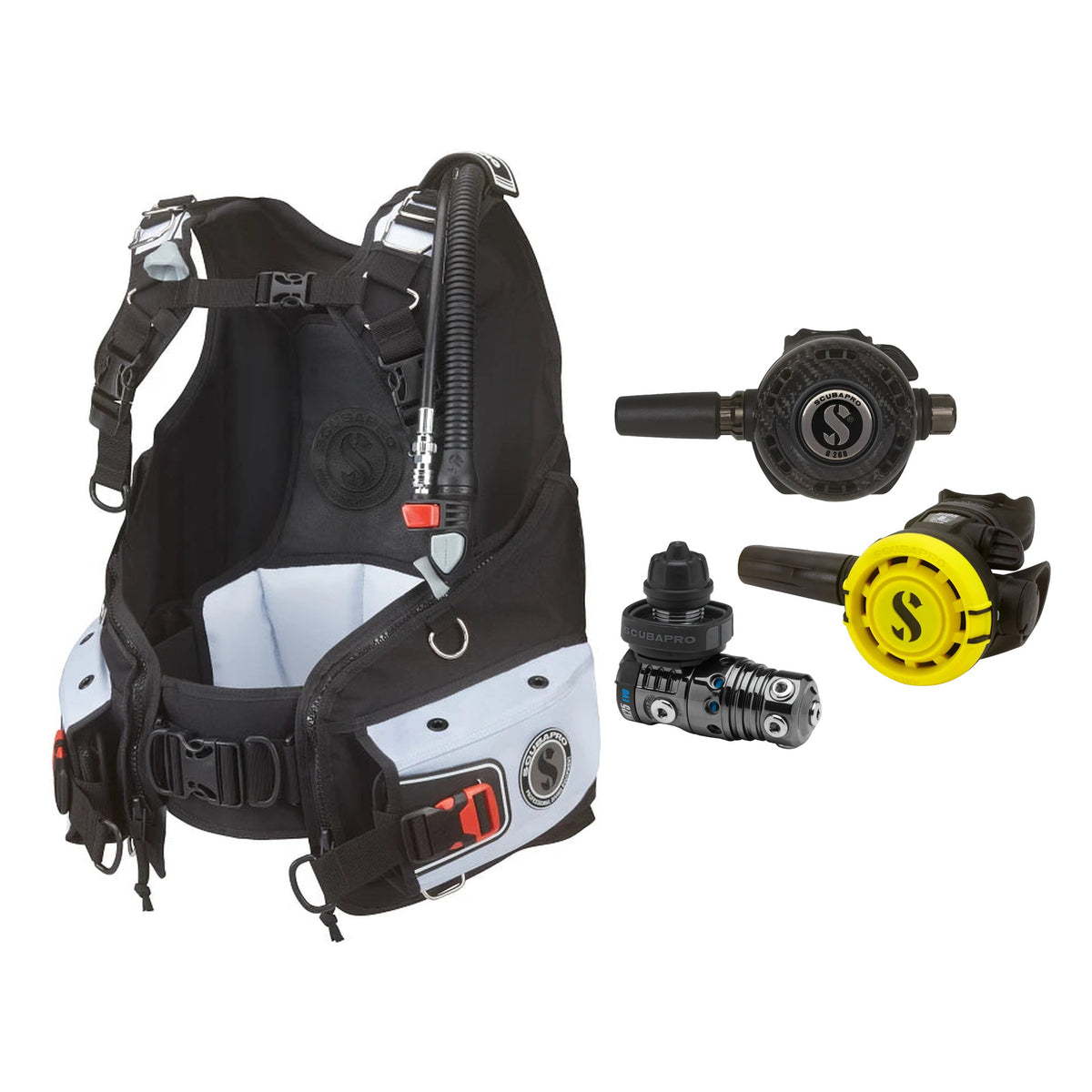 SCUBAPRO MK25 EVO / G260 CBT regulator set with R105 octopus and Bella BCD
