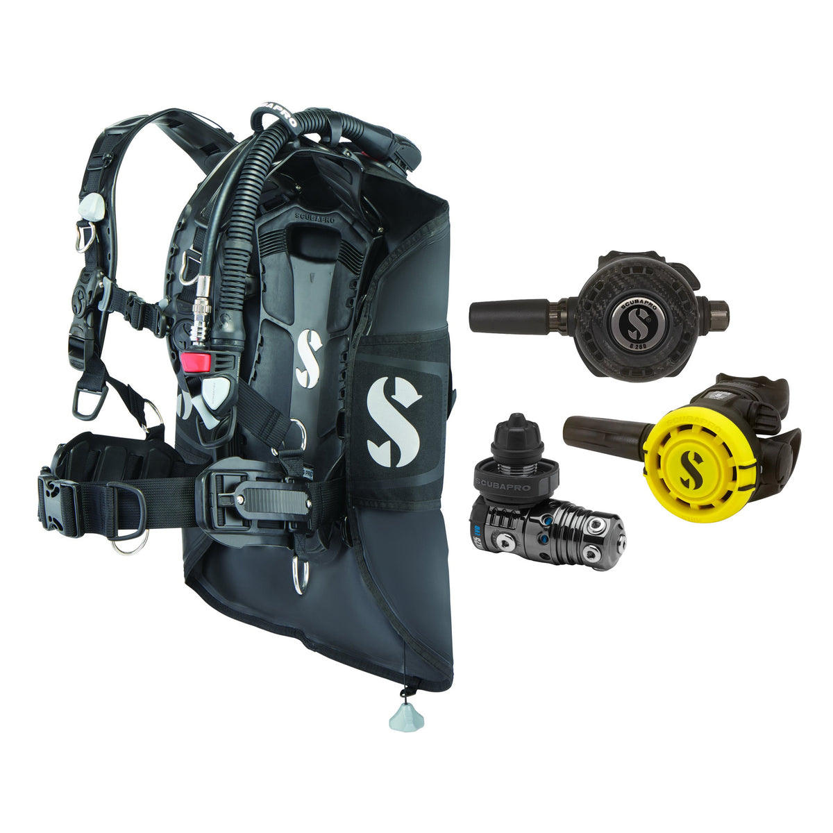 SCUBAPRO MK25 EVO / G260 CBT regulator set with R105 octopus and Hydros Pro 2 BCD