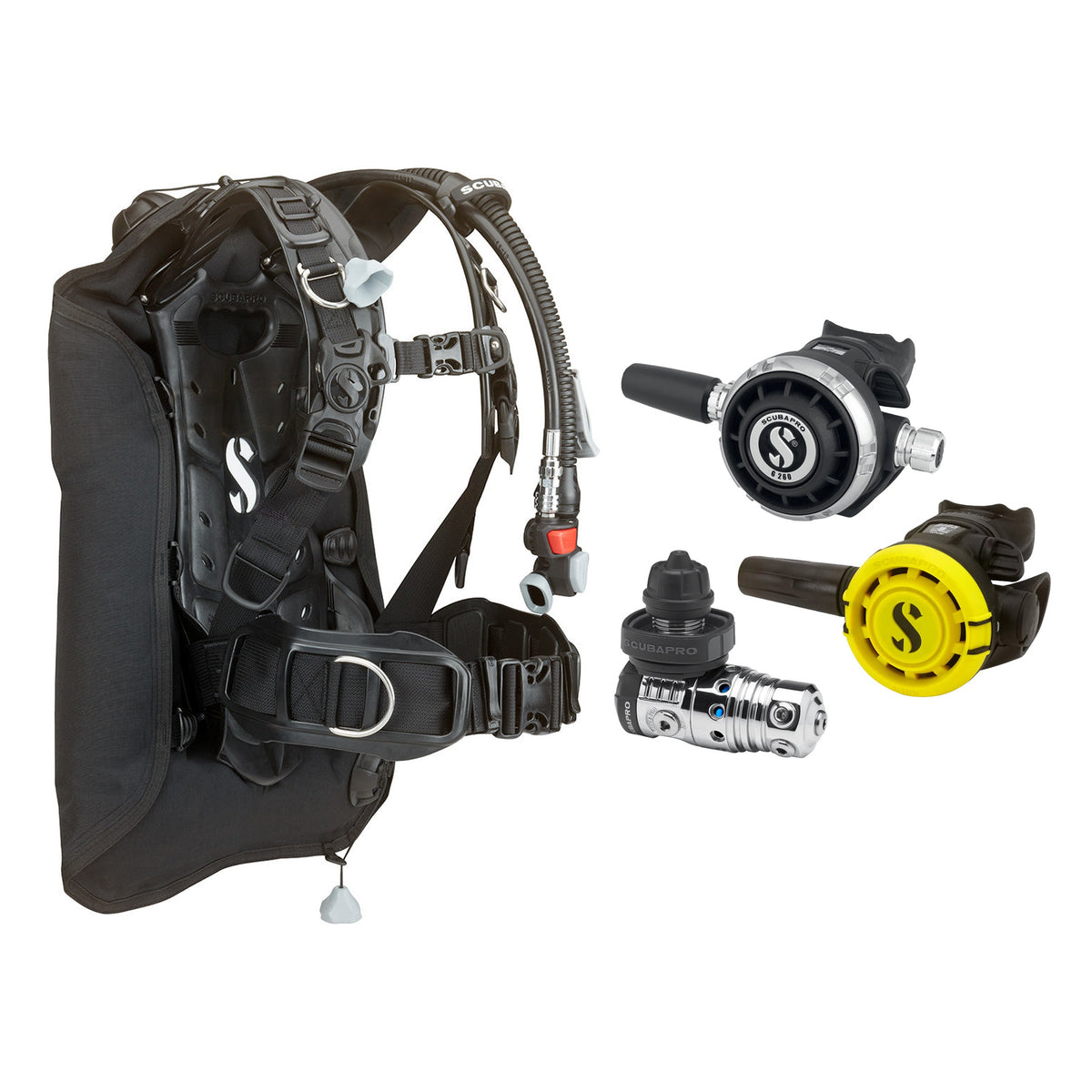 SCUBAPRO MK25 EVO / G260 regulator set with R105 octopus and Hydros Core BCD
