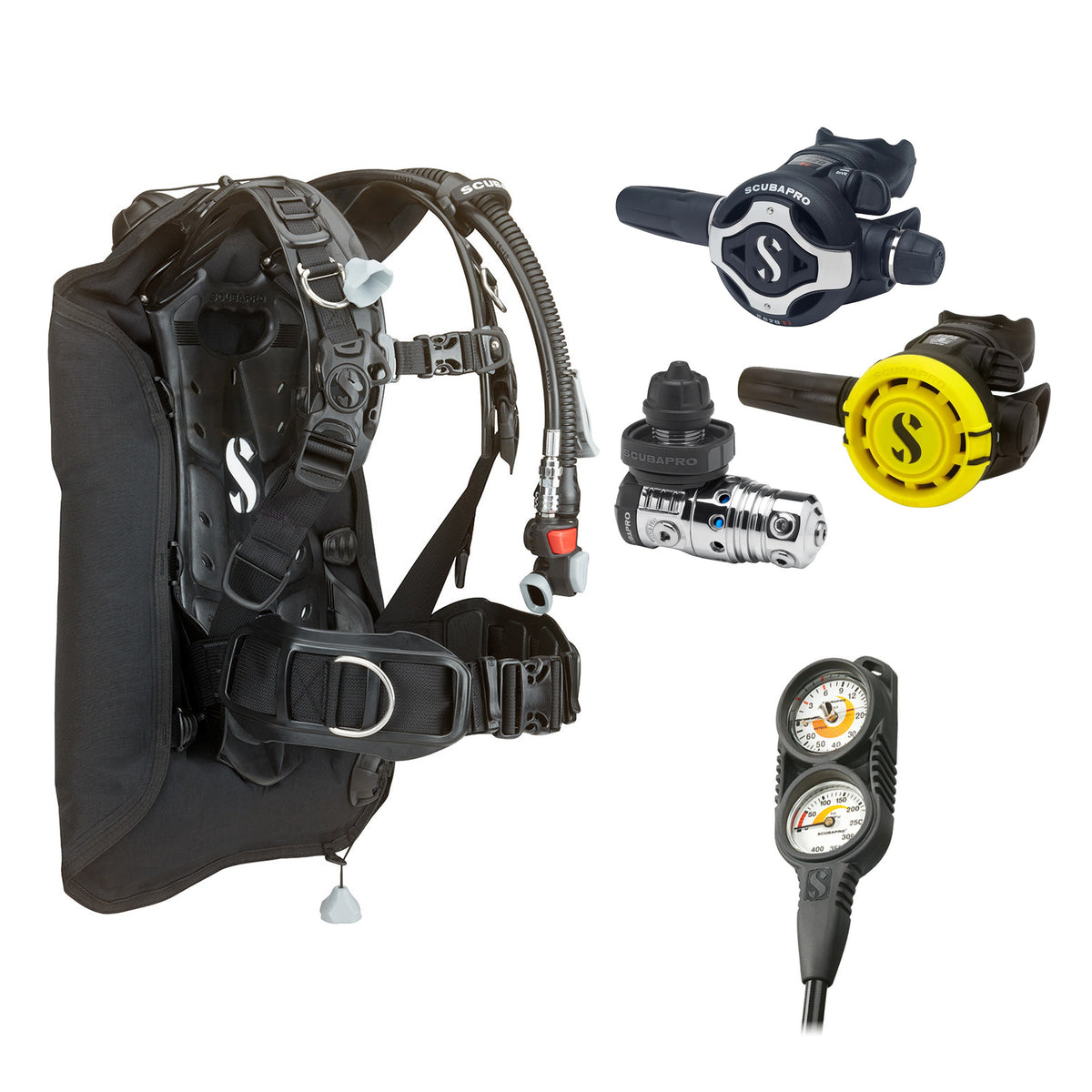 SCUBAPRO MK25 EVO / S620Ti regulator set with R105 octopus and Hydros Core BCD