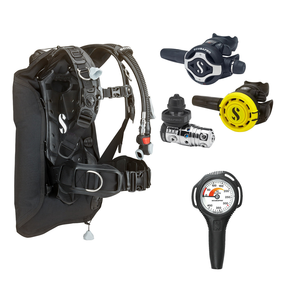 SCUBAPRO MK25 EVO / S620Ti regulator set with R105 octopus and Hydros Core BCD