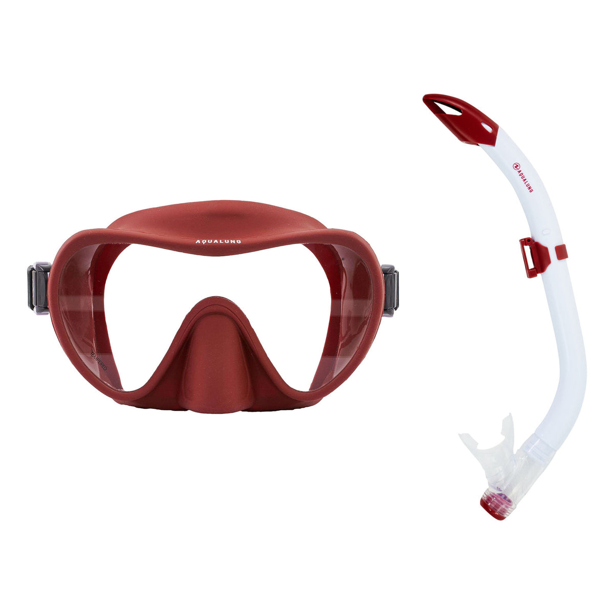 Aqua Lung Nabul mask in brick and Pike snorkel in white and brick