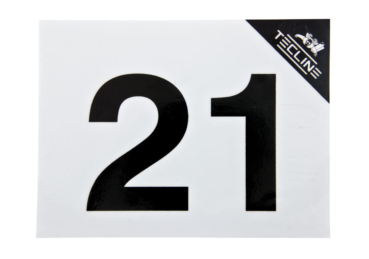 Tecline MOD 21 cylinder sticker, black number on white