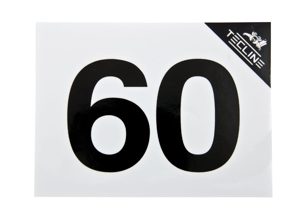Tecline MOD 60 cylinder sticker, black number on white