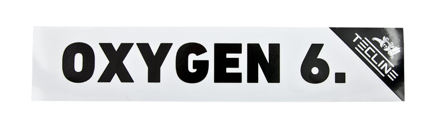 Tecline OXYGEN 6 cylinder sticker, black text on a white strip