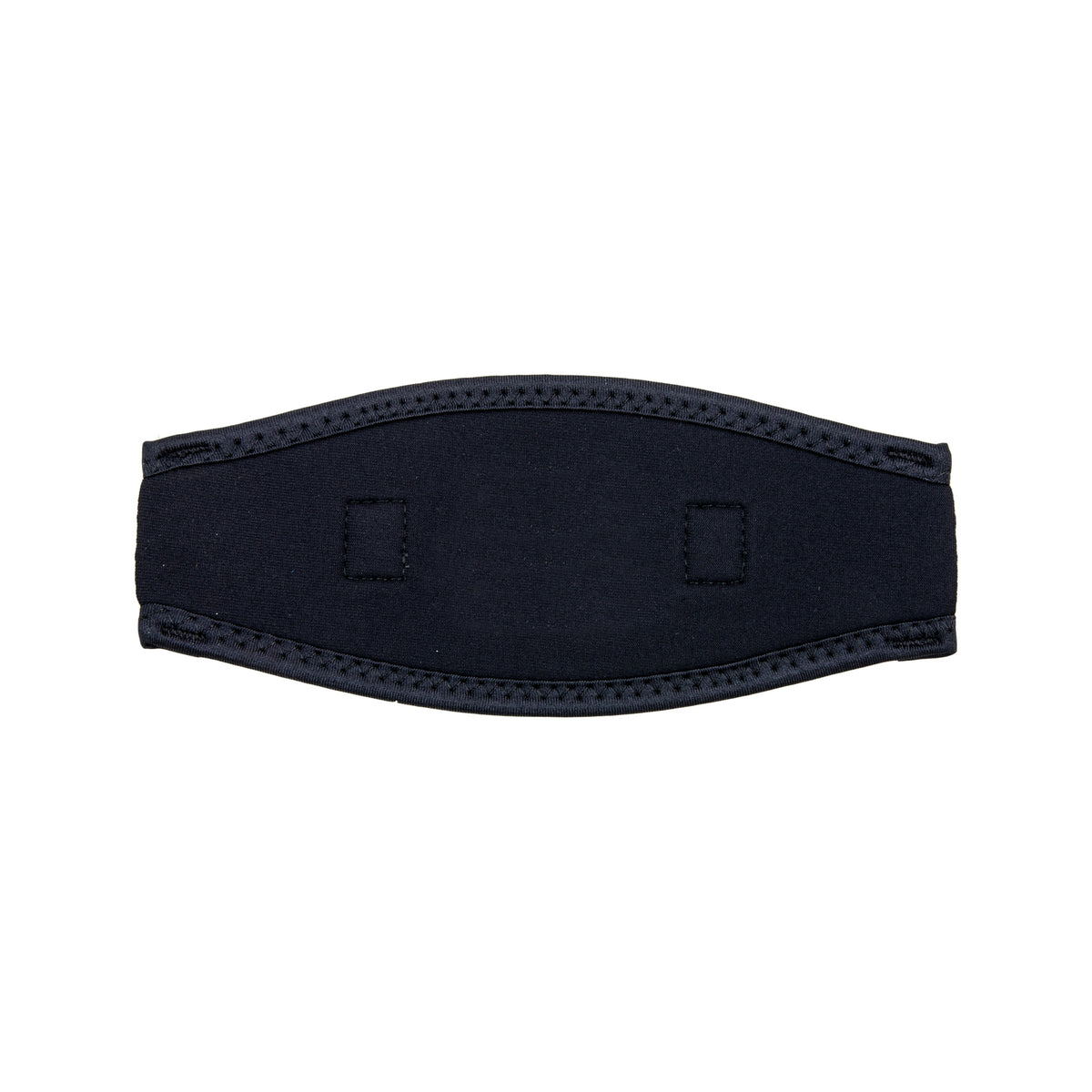 Tecline black neoprene mask strap cover laid flat