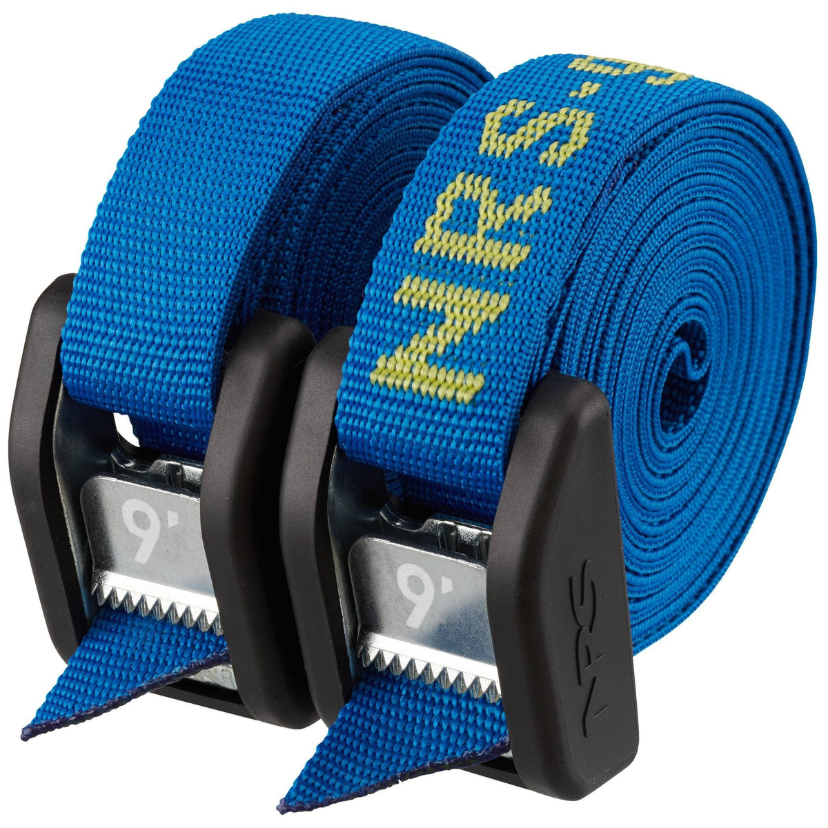 Pair of black NRS Buckle Bumper Straps, 2.7 m, with rubber-guarded cam buckles